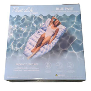 Float Life by Funboy Pink Twist Luxury Inflatable Pool Lounger Beans New Blue